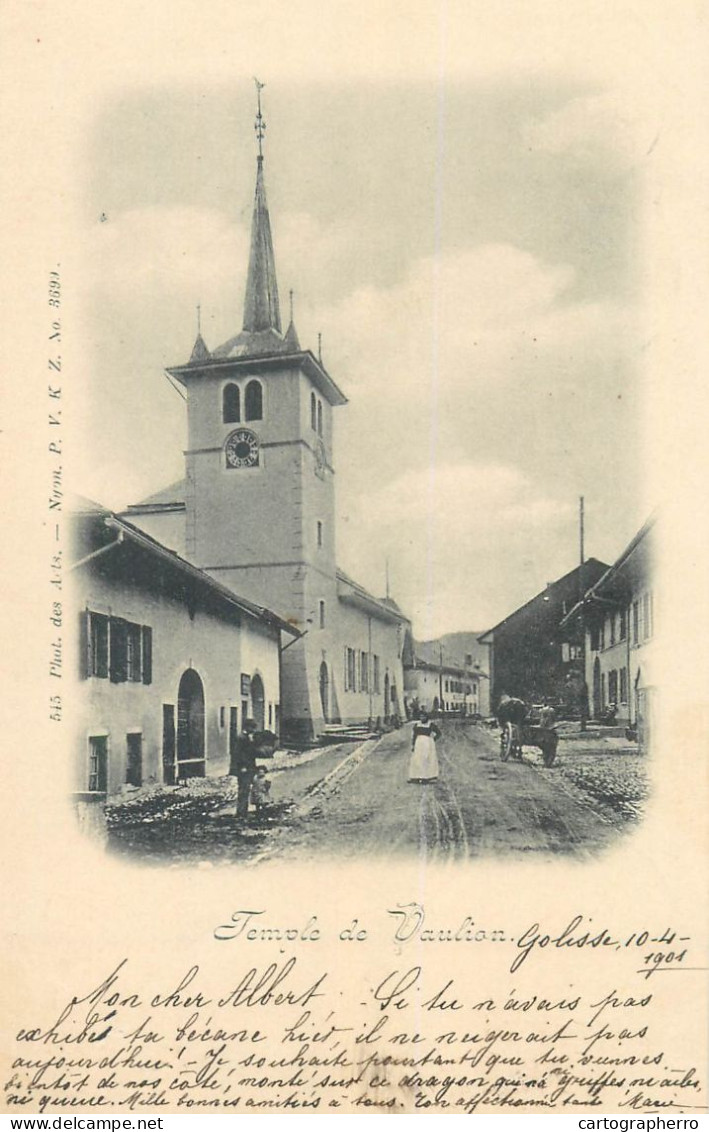 Suisse Temple De Vaulion 1901 Correspondence Albert Piguet - Vaulion