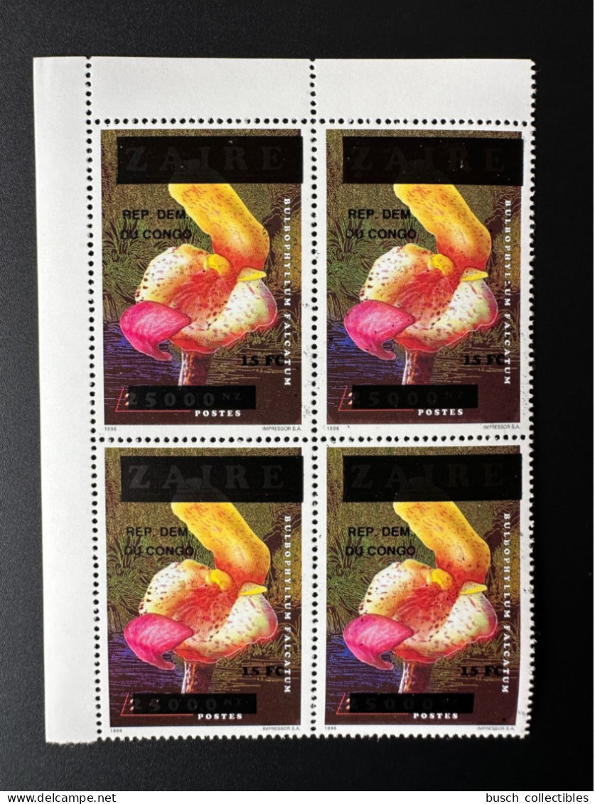 Congo Kinshasa 2000 Mi. 1525 4x Surchargé Overprint Zaire Bulbophyllum Falcatum Orchidee Orchid Flower Fleur Blume - Ongebruikt