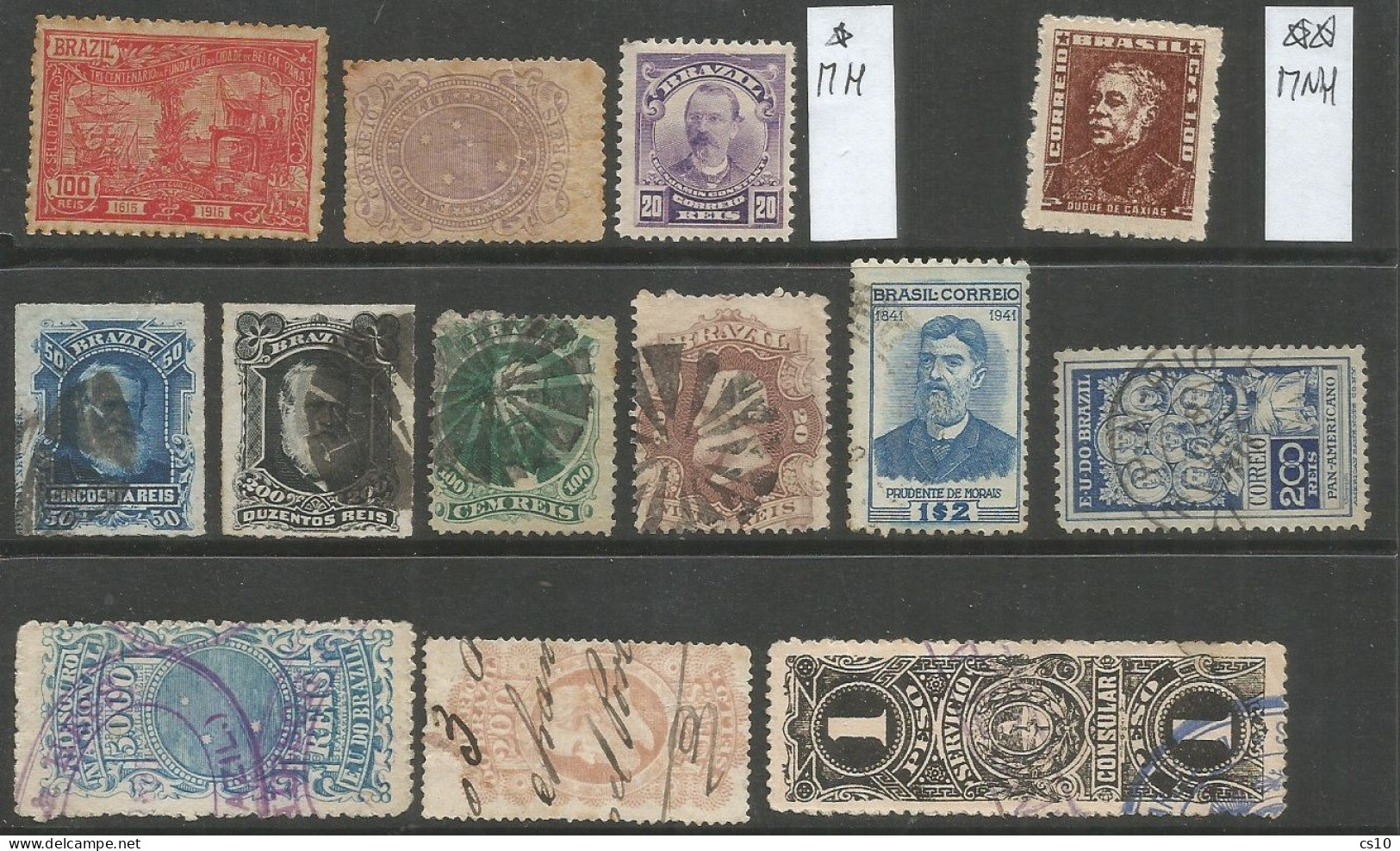 Brasil Brazil #11 Scans Used Stamps Study Lot With Older And Blocks Fiscals Imperforated Pairs Strips Up To 1970 Circa - Gebraucht