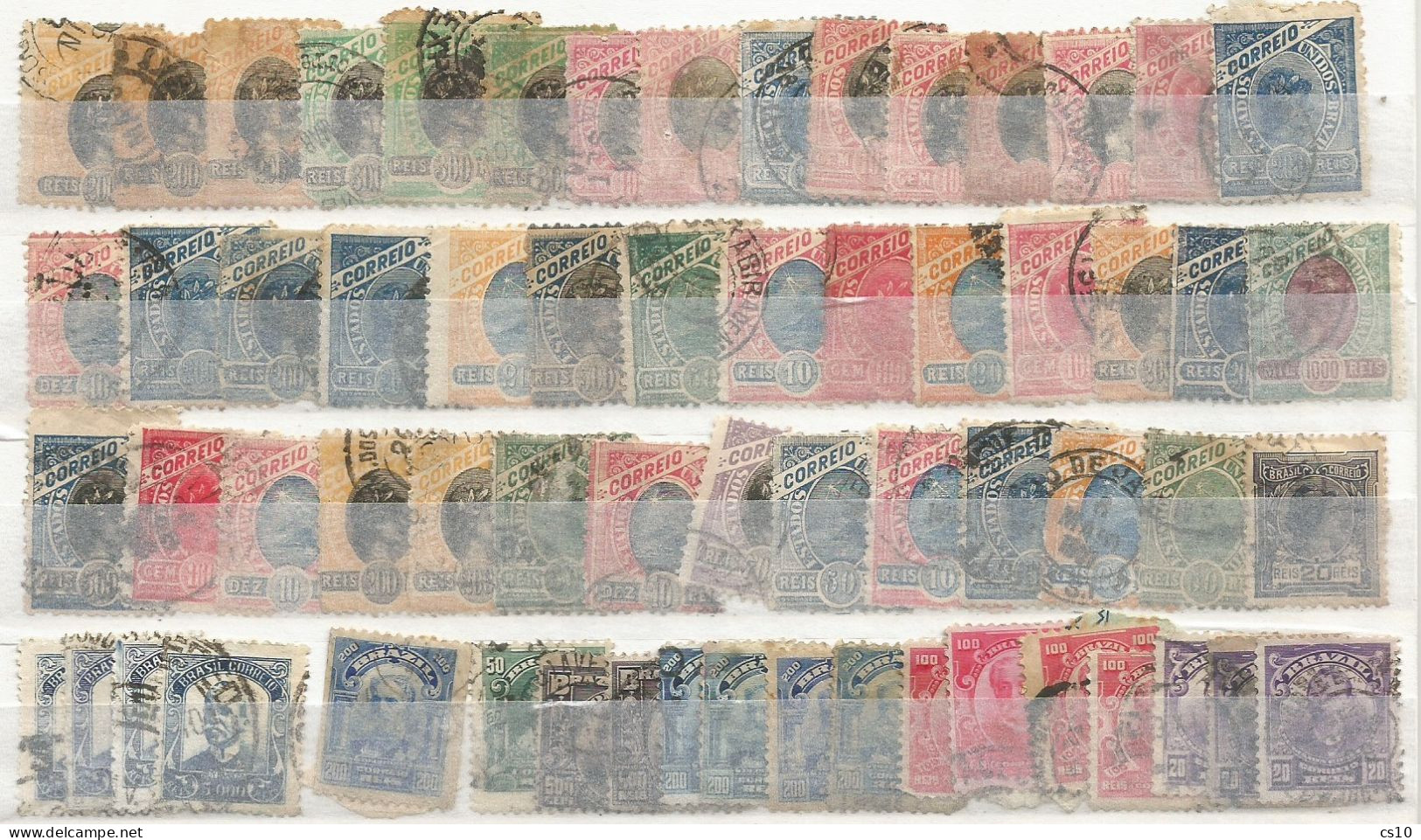 Brasil Brazil #11 Scans Used Stamps Study Lot With Older And Blocks Fiscals Imperforated Pairs Strips Up To 1970 Circa - Gebraucht