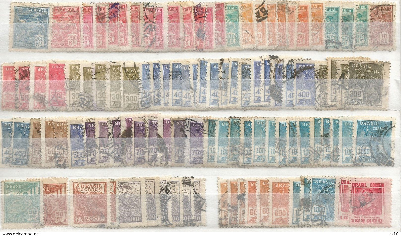 Brasil Brazil #11 scans Used stamps Study lot with older and Blocks Fiscals Imperforated Pairs Strips up to 1970 circa