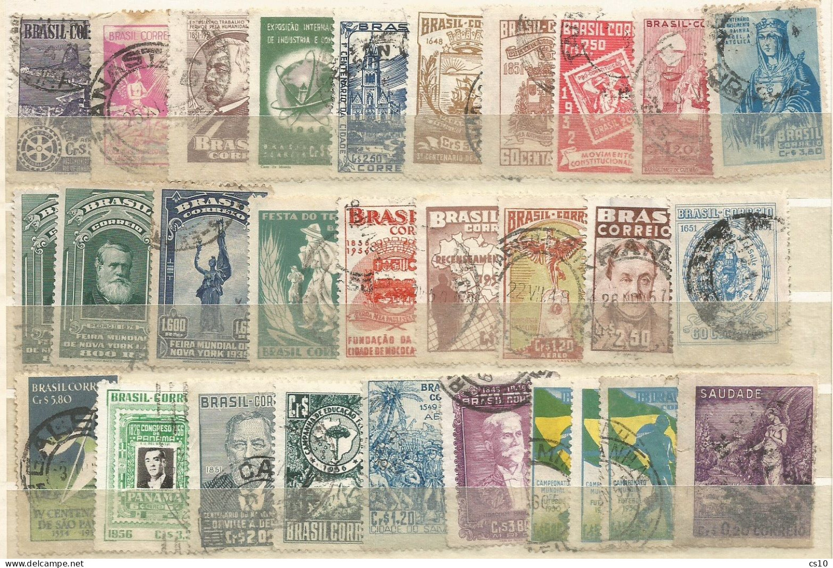 Brasil Brazil #11 scans Used stamps Study lot with older and Blocks Fiscals Imperforated Pairs Strips up to 1970 circa