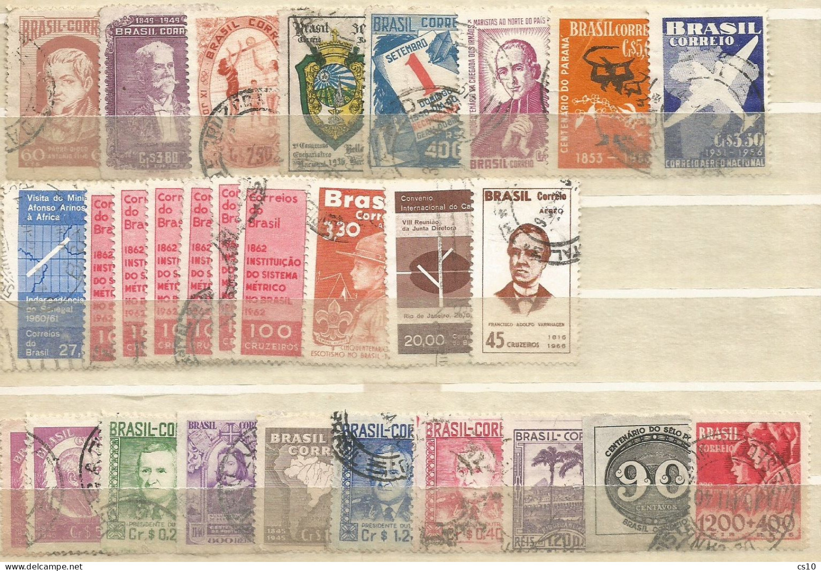 Brasil Brazil #11 scans Used stamps Study lot with older and Blocks Fiscals Imperforated Pairs Strips up to 1970 circa
