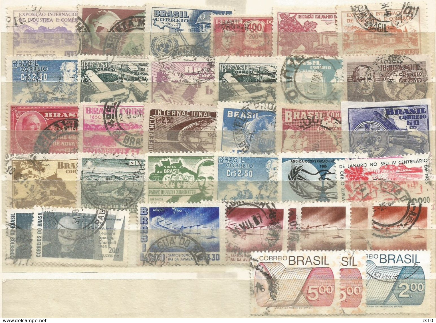 Brasil Brazil #11 scans Used stamps Study lot with older and Blocks Fiscals Imperforated Pairs Strips up to 1970 circa