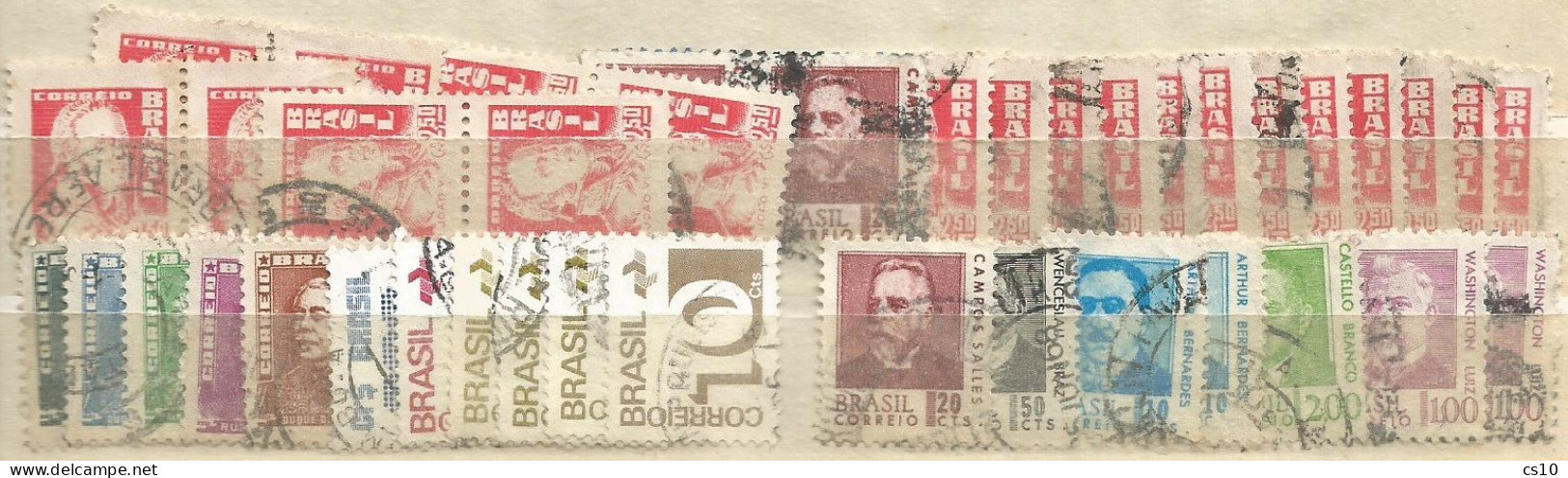 Brasil Brazil #11 scans Used stamps Study lot with older and Blocks Fiscals Imperforated Pairs Strips up to 1970 circa