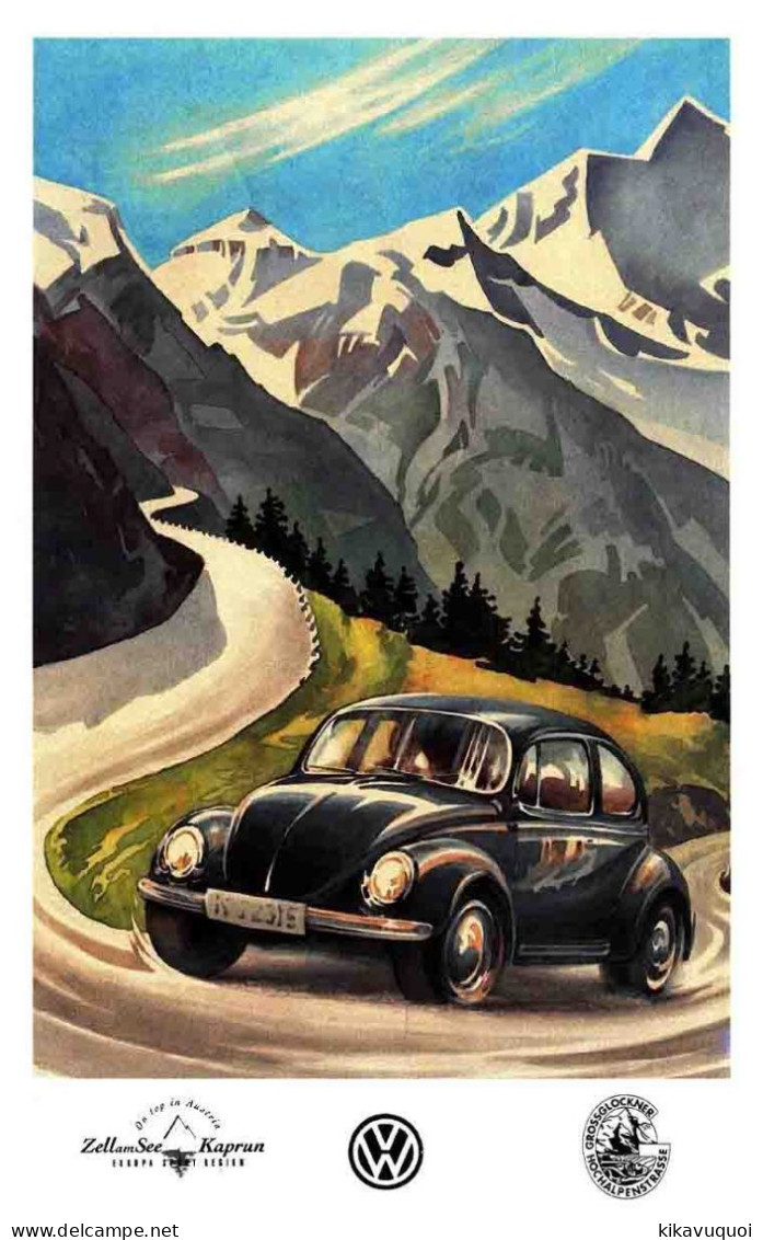 Affiche Poster - Volkswagen Cox Coccinelle Montagne - Voitures