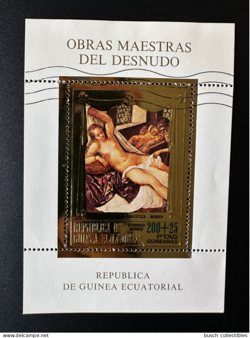 Guinea Ecuatorial 1975 Mi. Bl A185 Oblitéré / Used Tintoretto Alta Pinacoteca Munich Gold Or - Equatorial Guinea