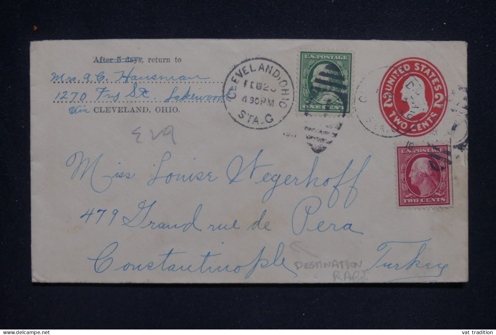 ETATS UNIS - Entier Postal + Compléments De Cleveland Pour La Turquie  - L 142806 - 1921-40