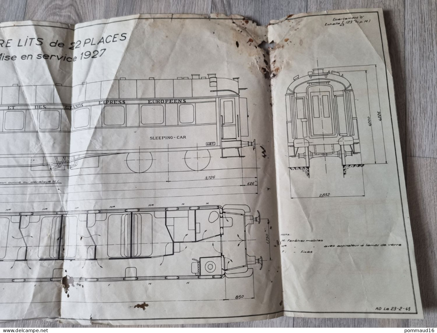 Plan N° 853 Voiture Lis De 22 Places Mise En Service 1927 - échelle 1/43 - Andere Plannen