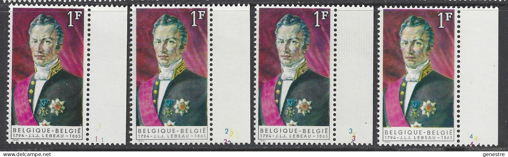 Belgique - 1965 - COB 1351 ** (MNH) - Planches 1 à 4, Série Complète - 1961-1970