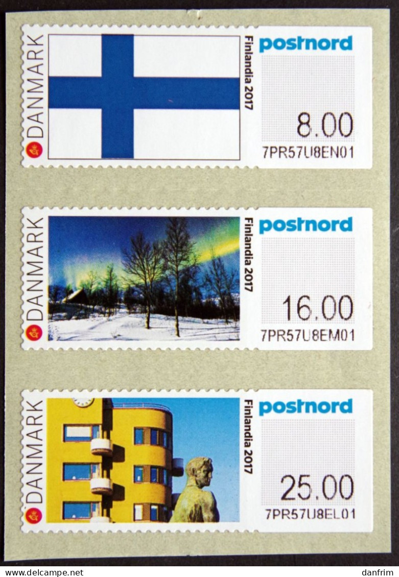 DENMARK 2017  FINLANDIA 2017: Strip Of 3 ATM Labels UM/MNH   MiNr.102-04      ( Lot  H  1670 ) - Machine Labels [ATM]