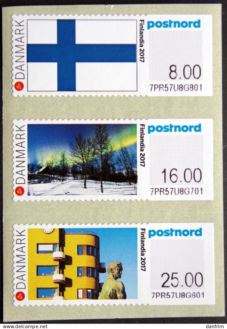 DENMARK 2017  FINLANDIA 2017: Strip Of 3 ATM Labels UM/MNH   MiNr.102-04      ( Lot  H  1676 ) - Automaatzegels [ATM]