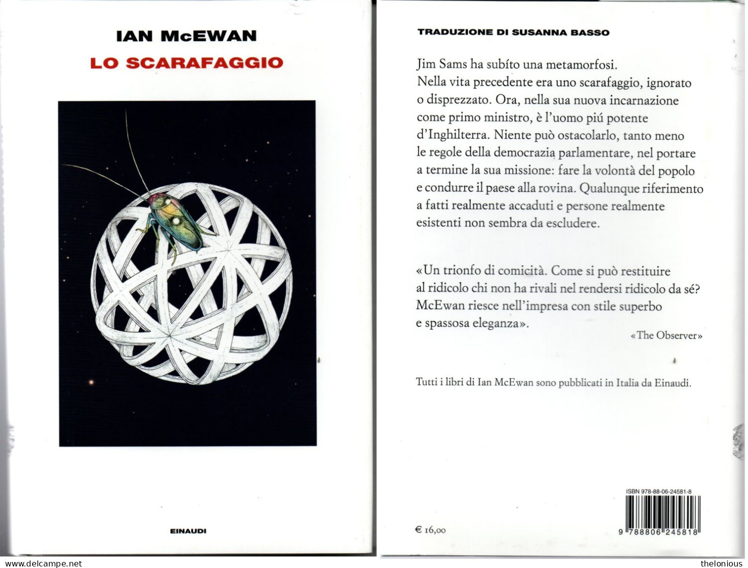 # IAN McEWAN - LO SCARAFAGGIO - EINAUDI 2020 (perfetto Come Nuovo) - Grandes Autores