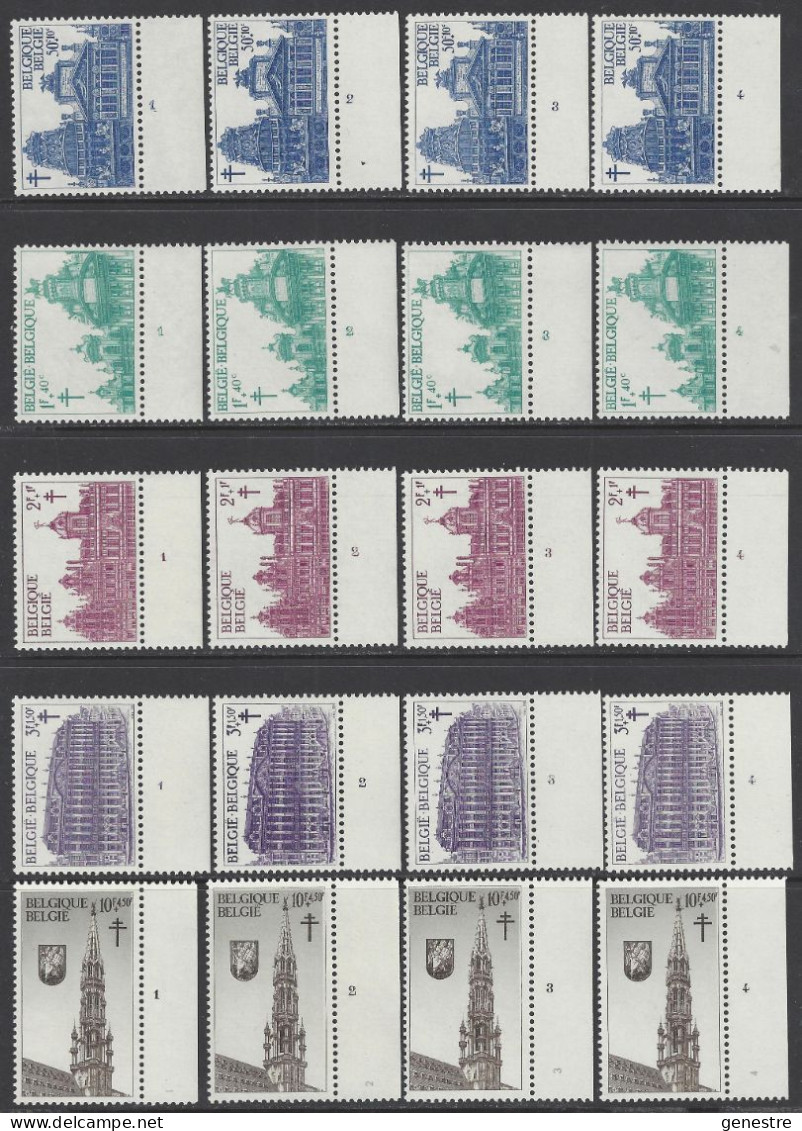 Belgique - 1965 - COB 1354 à 1358 ** (MNH) - Planches 1 à 4, Série Complète - 1961-1970