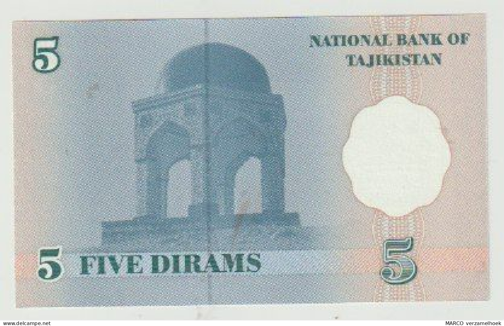 Banknote Tajikistan 5 Dirams 1999 UNC - Tadjikistan