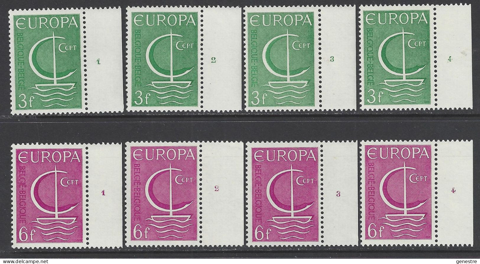 Belgique - 1966 - COB 1389 à 1390 ** (MNH) - Planches 1 à 4, Série Complète - 1961-1970