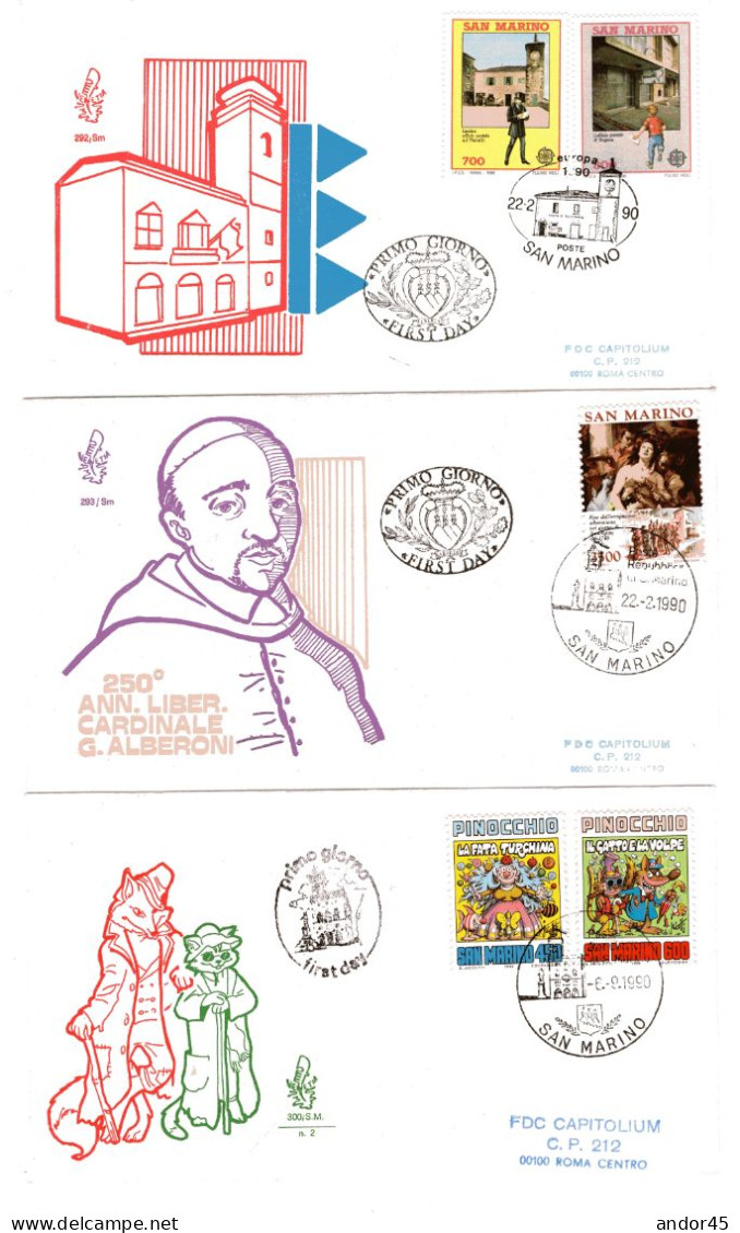 1990 ANNATA COMPLETA SU FDC VENEZIA SASS 1273-1308 ESCLUSE LE DUE SERIE SASS 1279-84+1289-95 Cv -------- - Cartas & Documentos