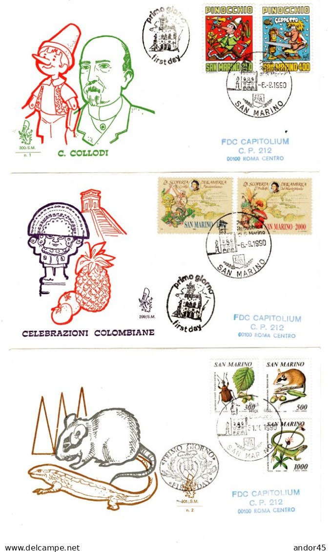 1990 ANNATA COMPLETA SU FDC VENEZIA SASS 1273-1308 ESCLUSE LE DUE SERIE SASS 1279-84+1289-95 Cv -------- - Brieven En Documenten