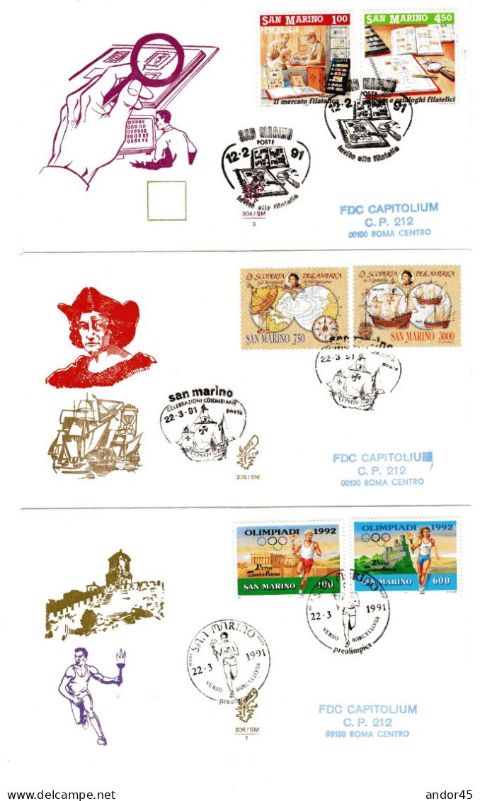 1991 ANNATA COMPLETA SU FDC VENEZIA SASS 1309-1333+A158  Cv -------- - Lettres & Documents