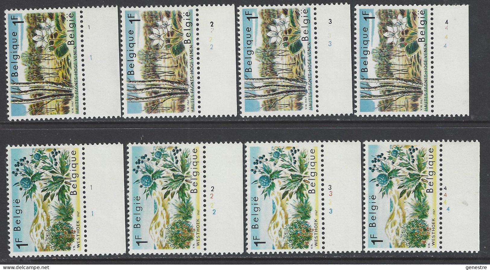 Belgique - 1967 - COB 1408 à 1409 ** (MNH) - Planches 1 à 4, Série Complète - 1961-1970