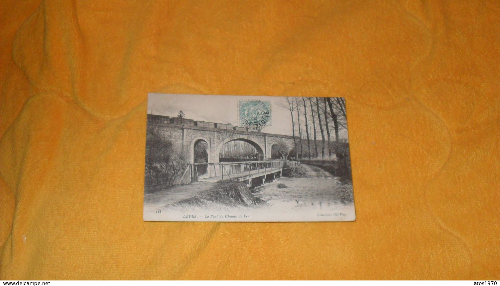 CARTE POSTALE ANCIENNE CIRCULEE DE 1906../ LEVES.- LE PONT DU CHEMIN DE FER..PASSAGE D'UN TRAIN..CACHETS + TIMBRE - Lèves