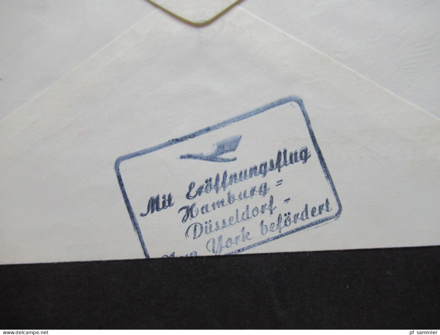 Saargebiet 1955 Luftpost Aufnahme Des Transatlantik Verkehrs Deutsche Lufthansa Mettlach Saar - New York / Cosul Sieger - Cartas & Documentos