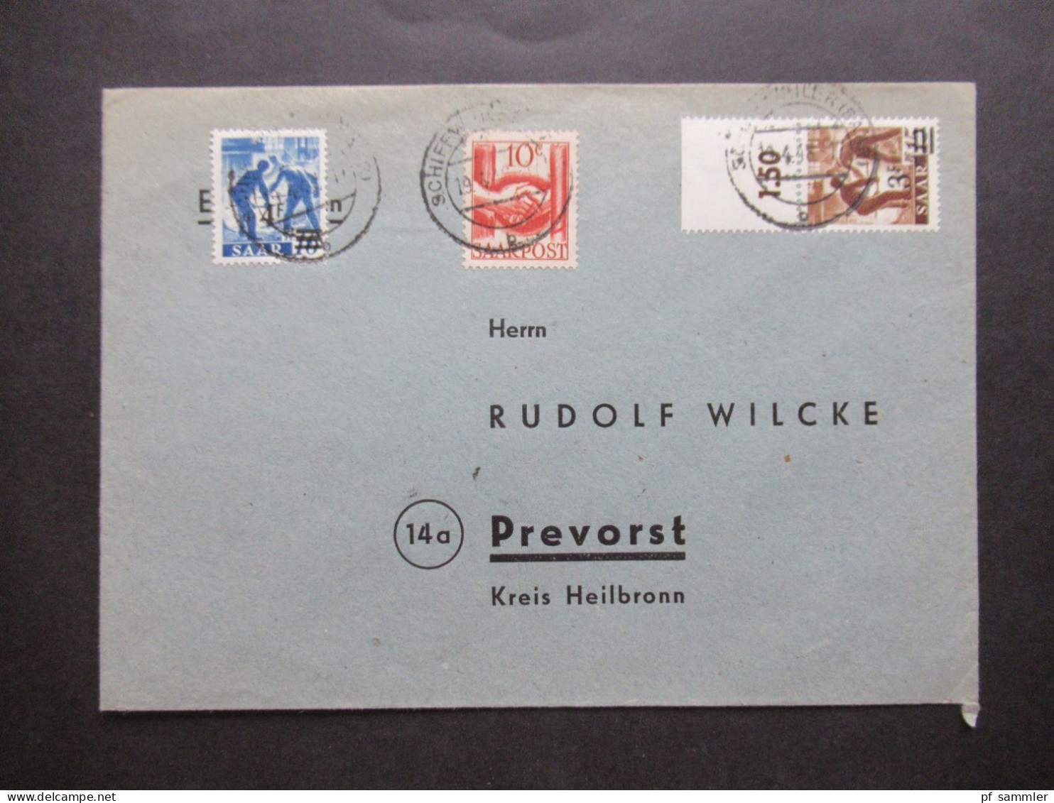 Saargebiet 1948 Saarpost Nr.239 MiF Mit Aufdruck Nr.230 OR Und Nr.231 Tagesstempel Schiffweiler Nach Prevost - Covers & Documents