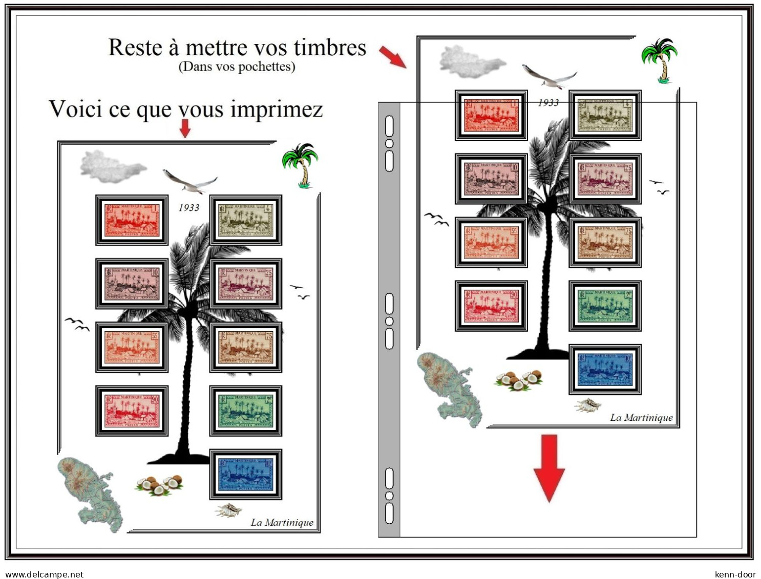 La MARTINIQUE  Album de timbres à imprimer  EDITION 2023