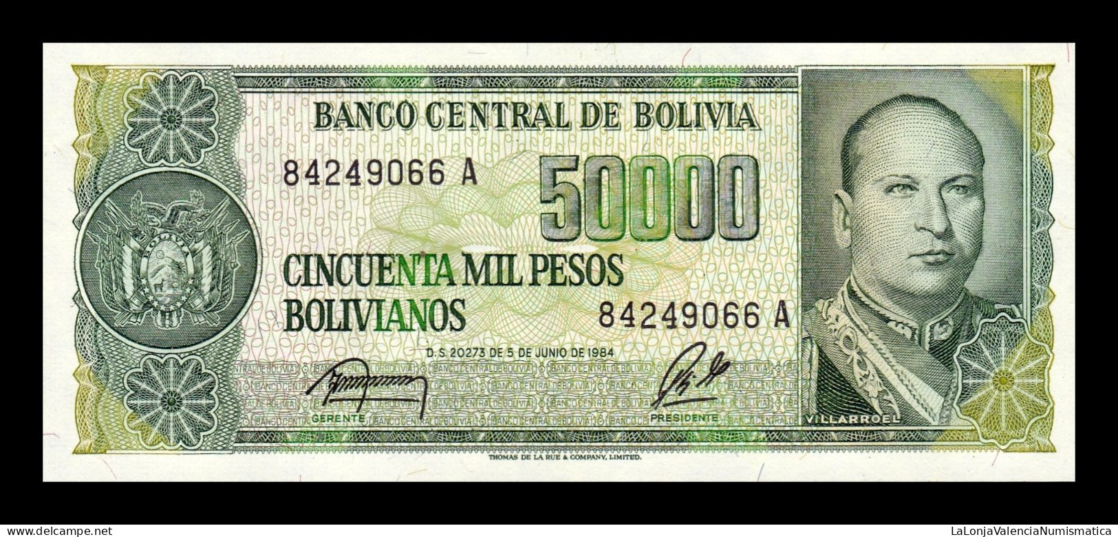 Bolivia 50000 Pesos Bolivianos 1984 Pick 170b Sc Unc - Bolivie