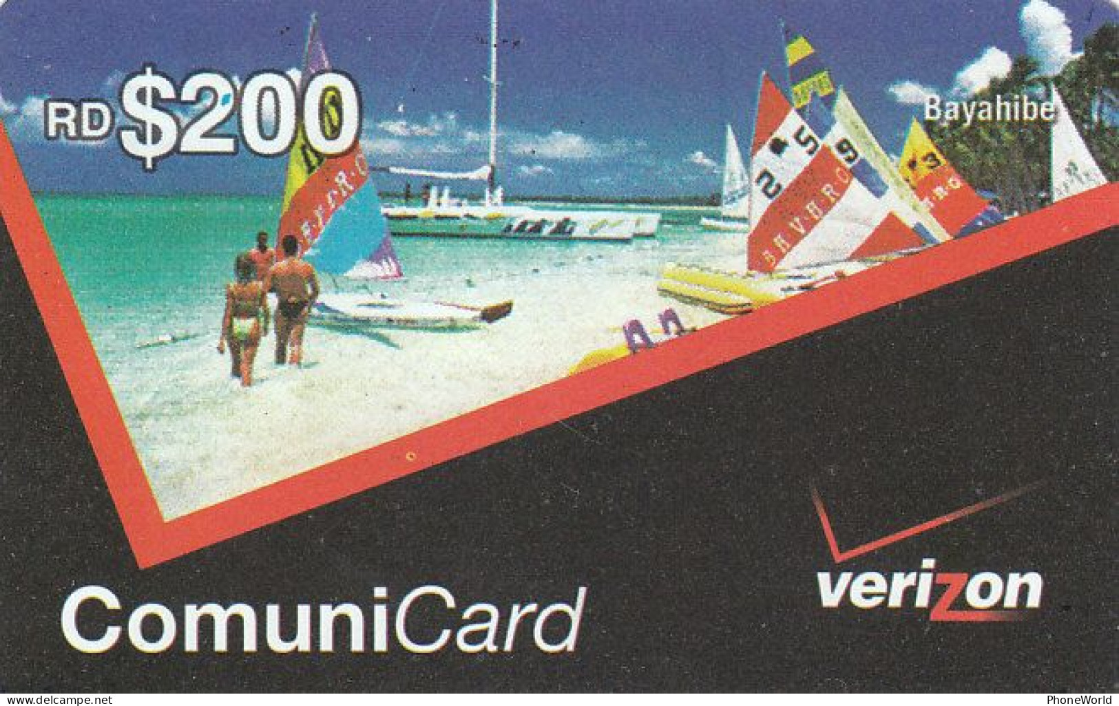Dominican Rep, Verizon RD$200, Bayahibe Beach, Sailing, RRR - Dominicana