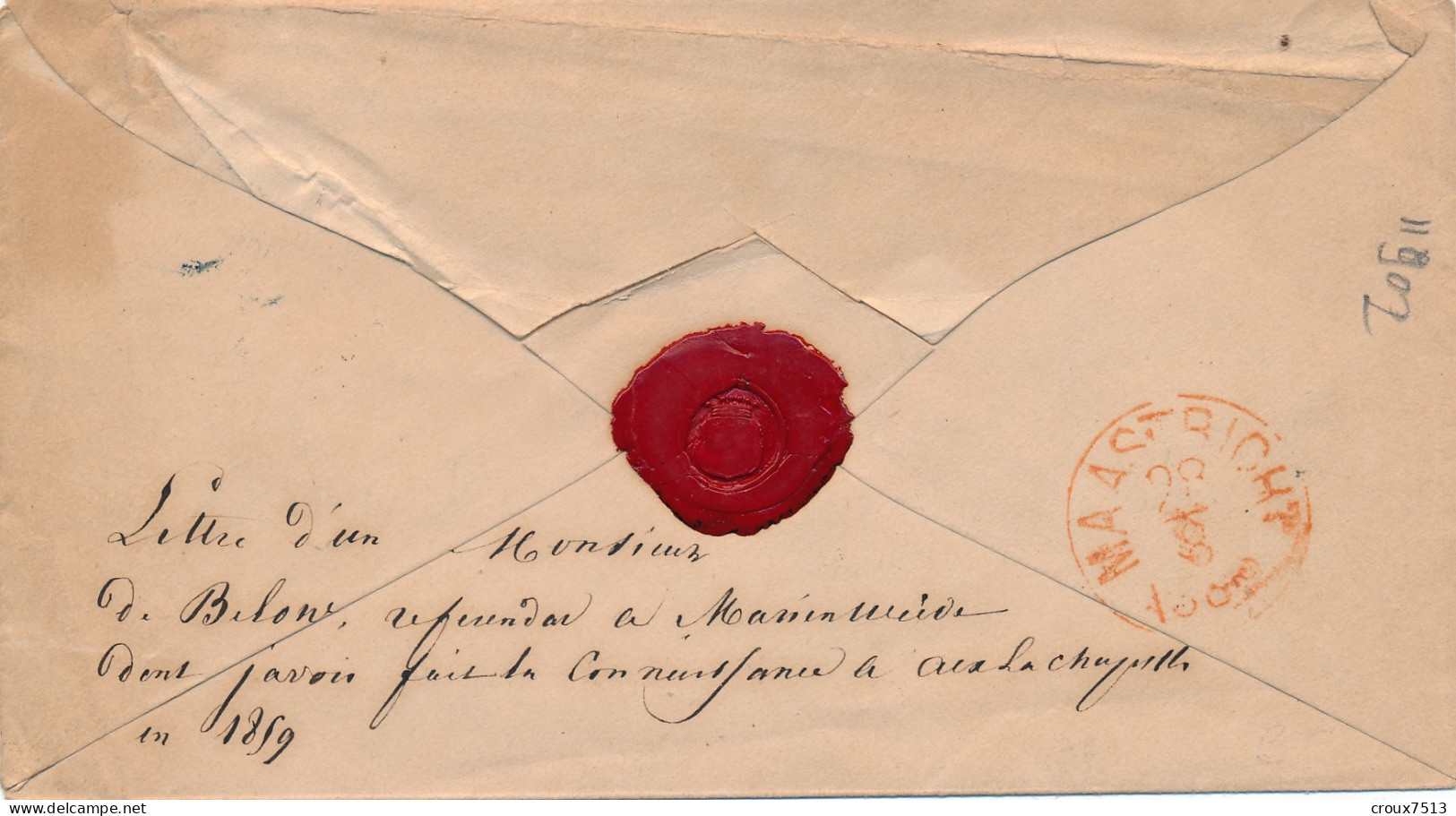 1859 Enveloppe 1 Sgr X 2 Pour Les Pays-Bas TB. - Cartas & Documentos