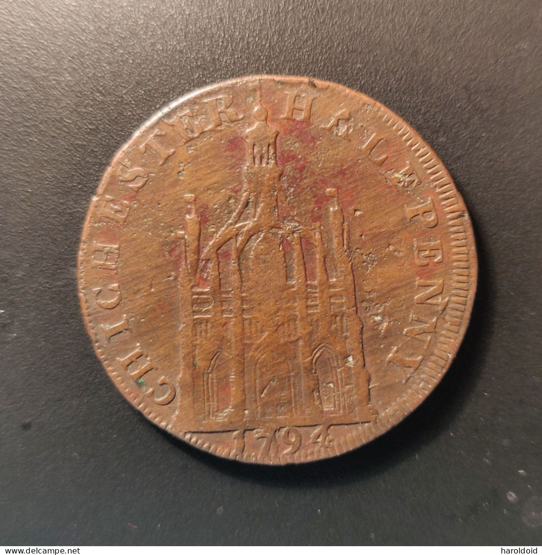 SUSSEX CHICHESTER QUEEN ELIZABETH HALFPENNY CONDER TOKEN - Andere & Zonder Classificatie