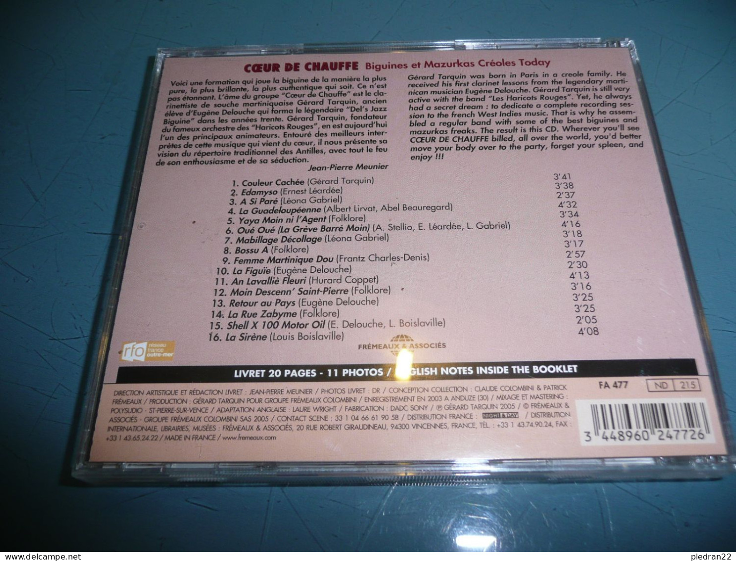 DISQUE CD GERARD TARQUIN COEUR DE CHAUFFE BIGUINES & MAZURKAS CREOLES TODAY COULEURS CACHEE 2005 - Wereldmuziek