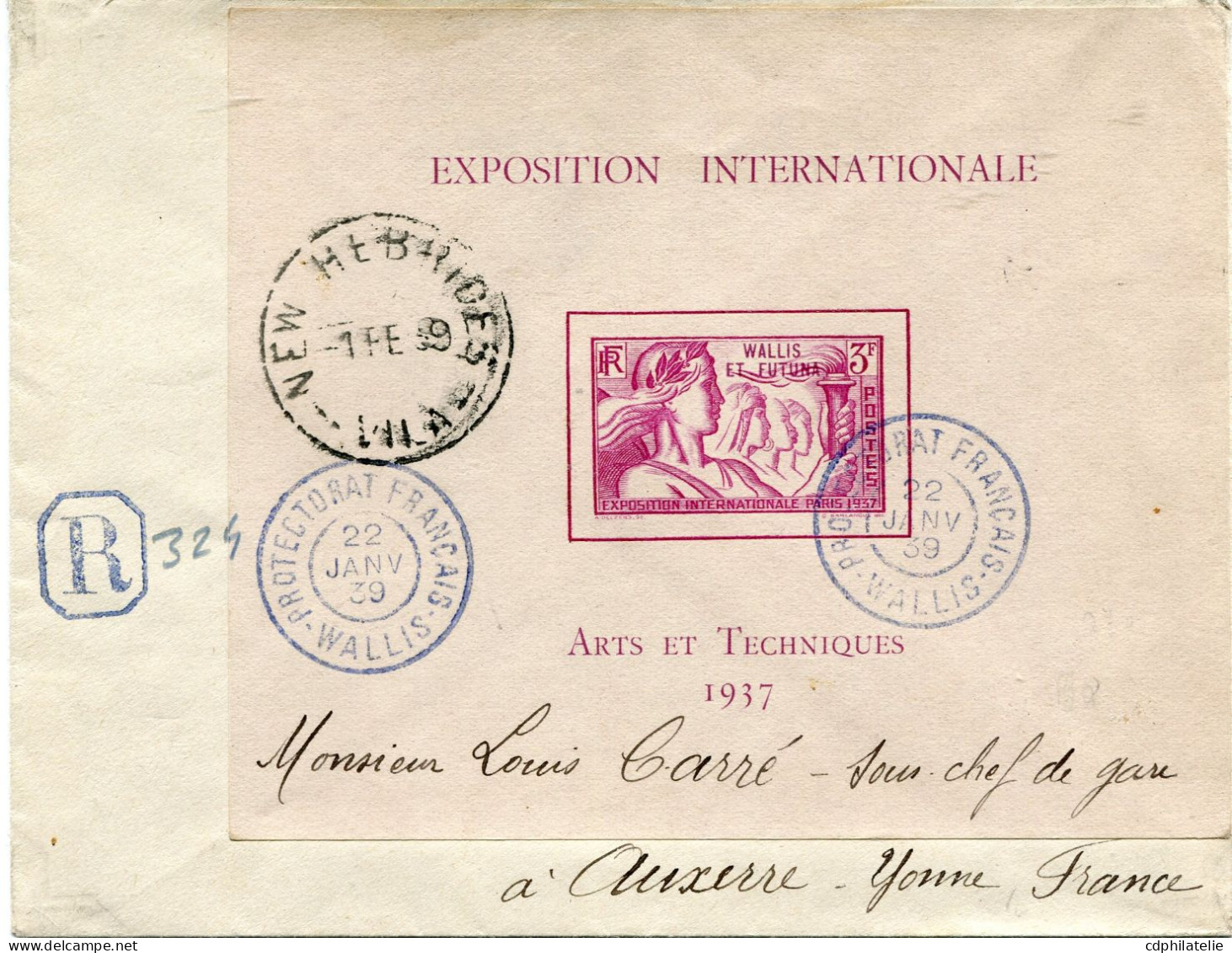 WALLIS ET FUTUNA LETTRE RECOMMANDEE DEPART PROTECTORAT FRANCAIS 22 JANV 39 WALLIS POUR LA FRANCE - Brieven En Documenten