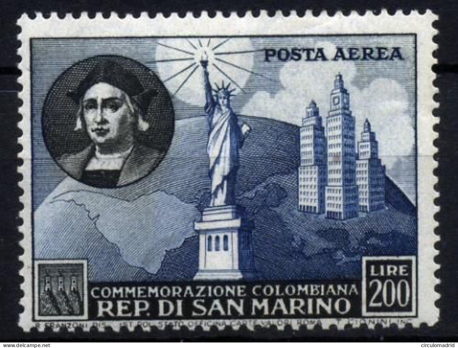 San Marino Aéreo Nº 90 Año 1952 - Airmail