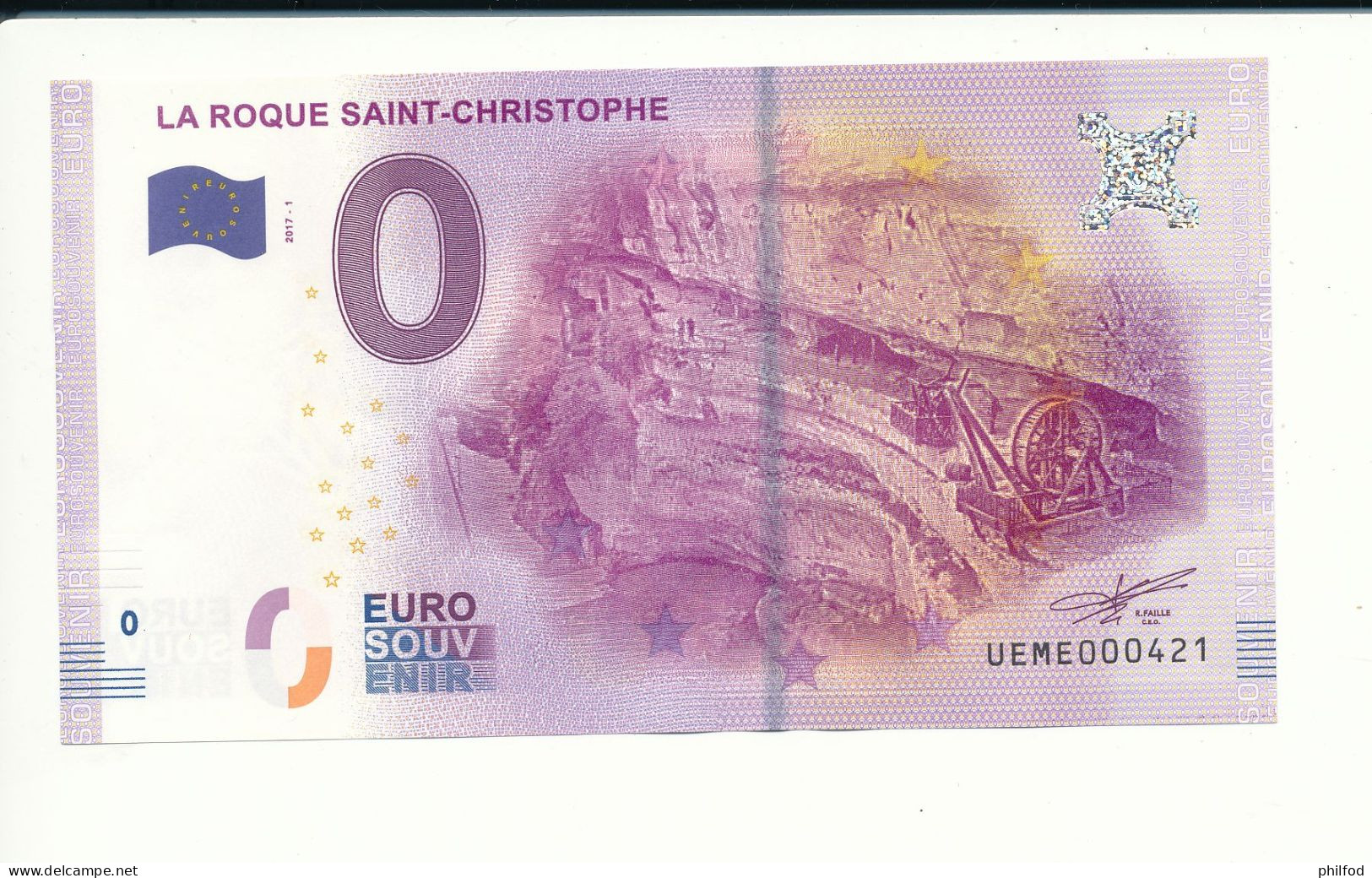 Billet Souvenir - 0 Euro - UEME - 2017-1 - LA ROQUE SAINT-CHRISTOPHE -  N° 421 - Lots & Kiloware - Banknotes