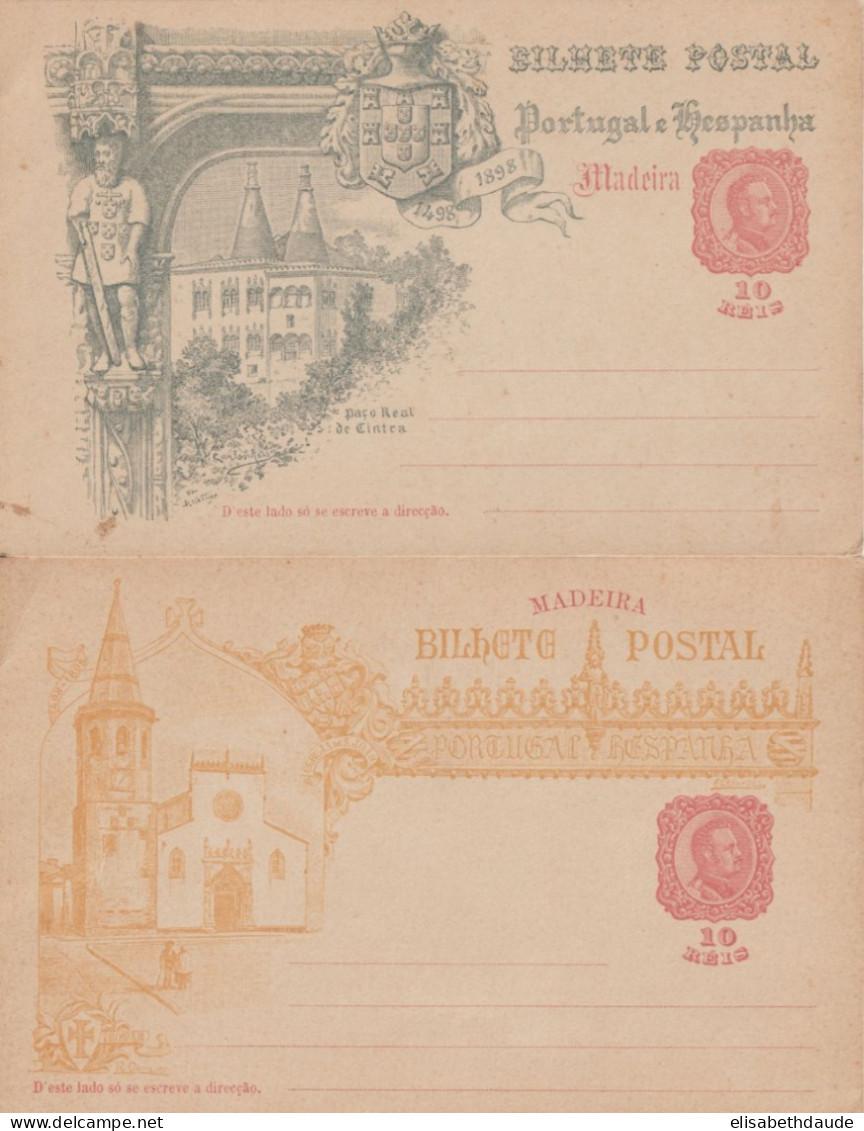 1898 - MADEIRA (PORTUGAL) - 2 CARTES ENTIER POSTAL ILLUSTREES NEUVES ! - Madère