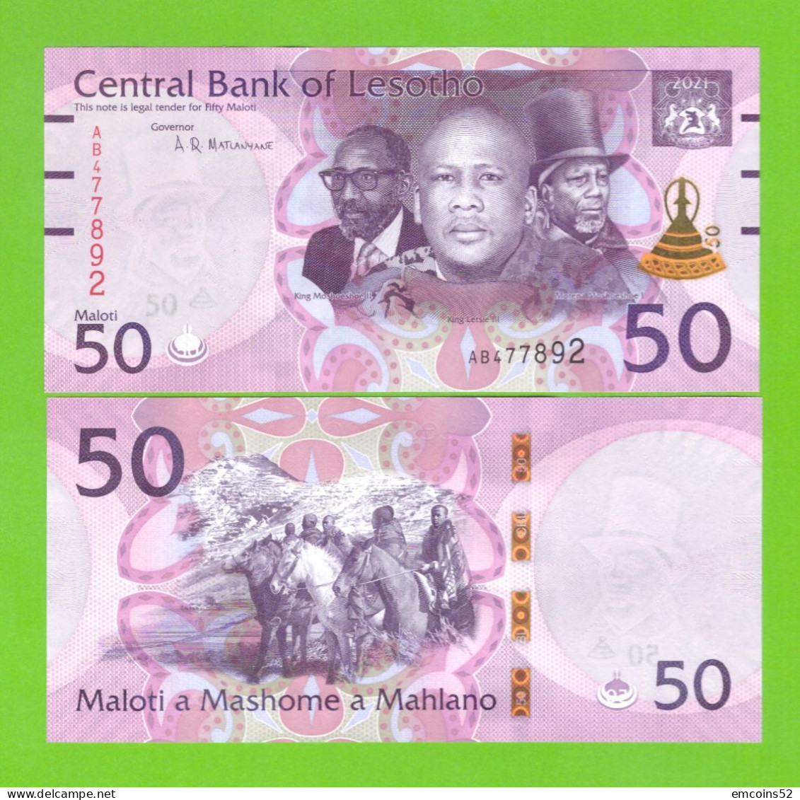 LESOTHO 50 MALOTI 2021 P-W28 UNC - Lesoto