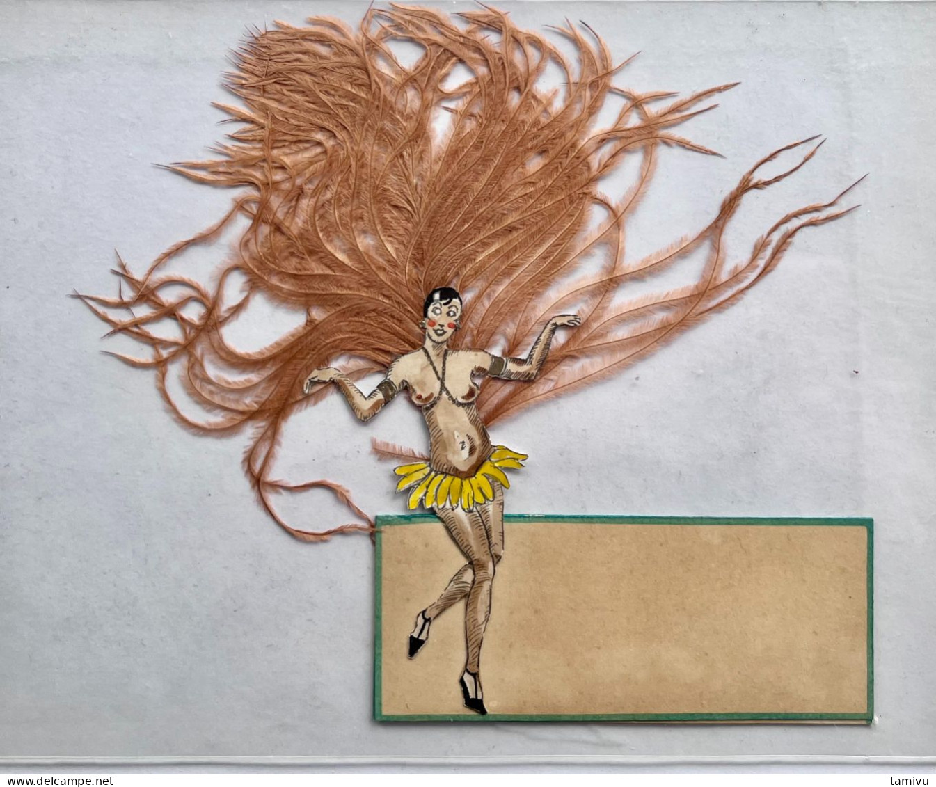 Josephine Baker SILHOUETTE, VIGNETTE, DIMENSION: 10x14,5cm , French Dancer, COSTUME MADE OF FEATHER - Autres & Non Classés