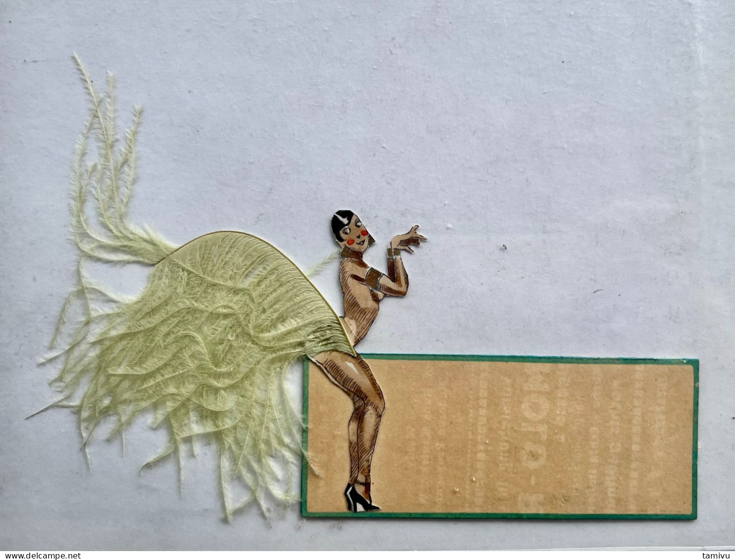 Josephine Baker SILHOUETTE, VIGNETTE, DIMENSION: 17x12cm , French Dancer, COSTUME MADE OF FEATHER - Other & Unclassified