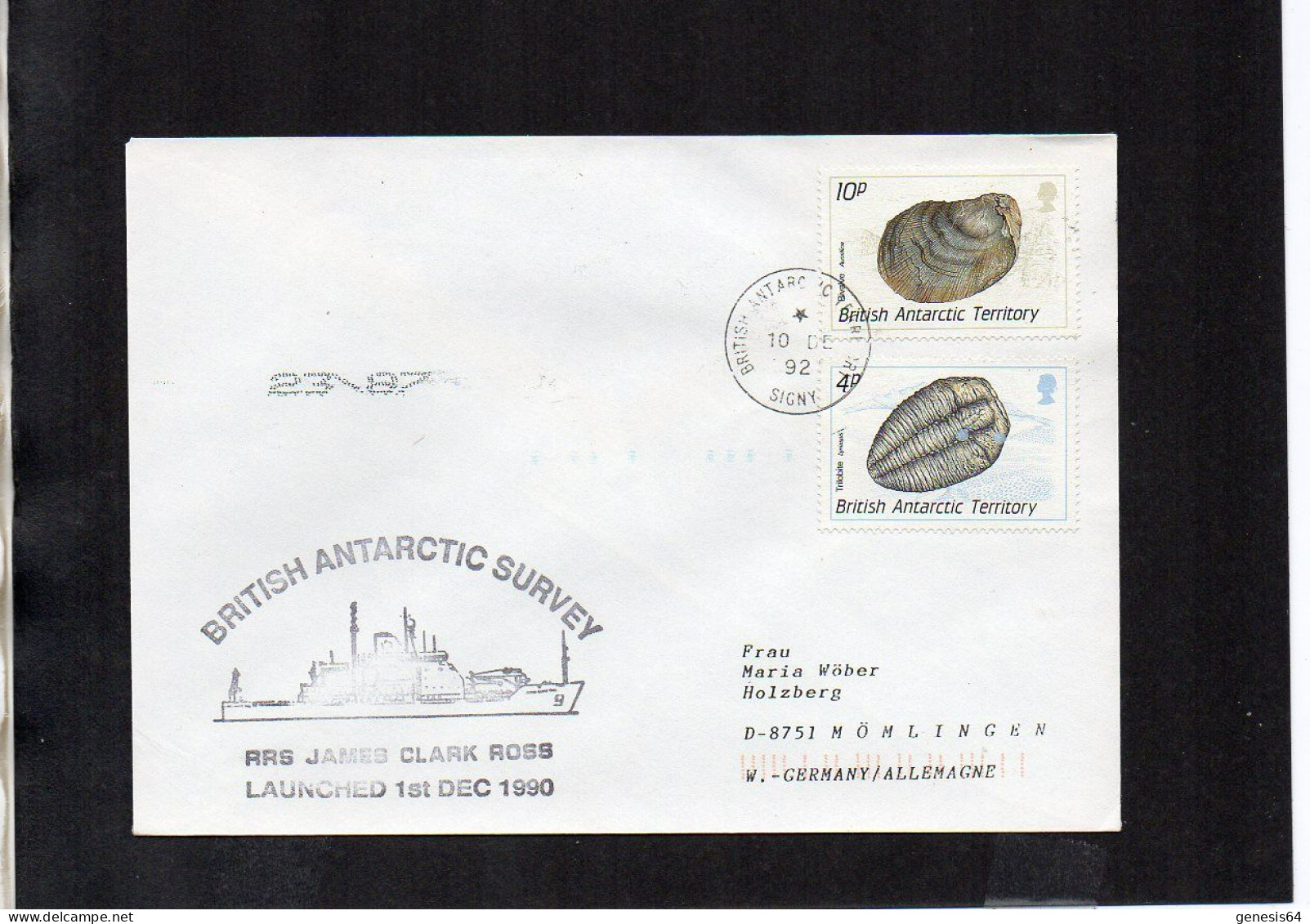 British Antarctic Territory (BAT) 1992 Cover Ship RRS James Clark Ross - Signy 10 DE 1992 - (1ATK002) - Brieven En Documenten