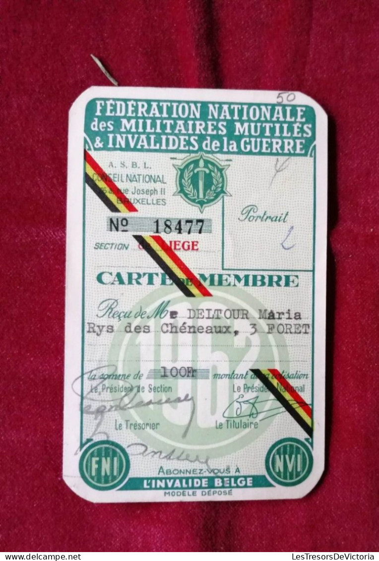 Carte De Membre - Fédération Nationale Des Militaires Mutilés Et Invalides De La Guerre - N° 23480 - Mitgliedskarten