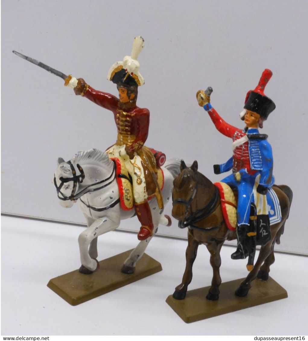 -STARLUX 2 SOLDATS NAPOLEONIENS A CHEVAL STATUETTES PLOMB PEINT COLLECTION   E