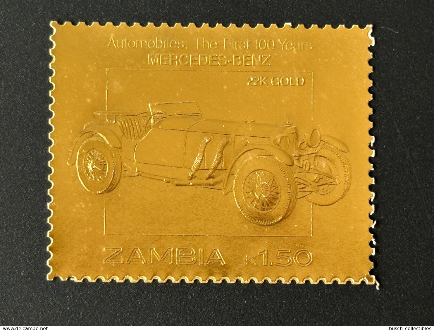 Zambie Zambia Sambia 1987 Mi. A380 Gold Or The First 100 Years Automobile Car Voiture Auto Mercedes Daimler Benz - Zambie (1965-...)