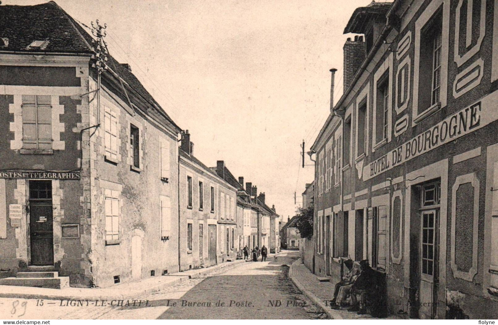 Ligny Le Châtel - Rue Et Le Bureau De Poste - Hôtel De Bourgogne - Ligny Le Chatel