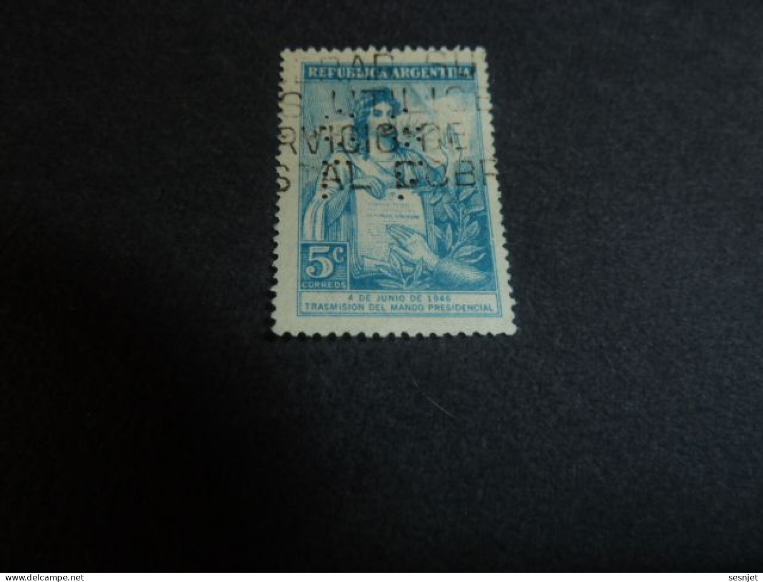 Republica Argentina - Pouvoir Présidence Gal Péron - 5 C. Perforé - Yt 466 - Bleu-clair - Oblitéré - Année 1947 - - Usati