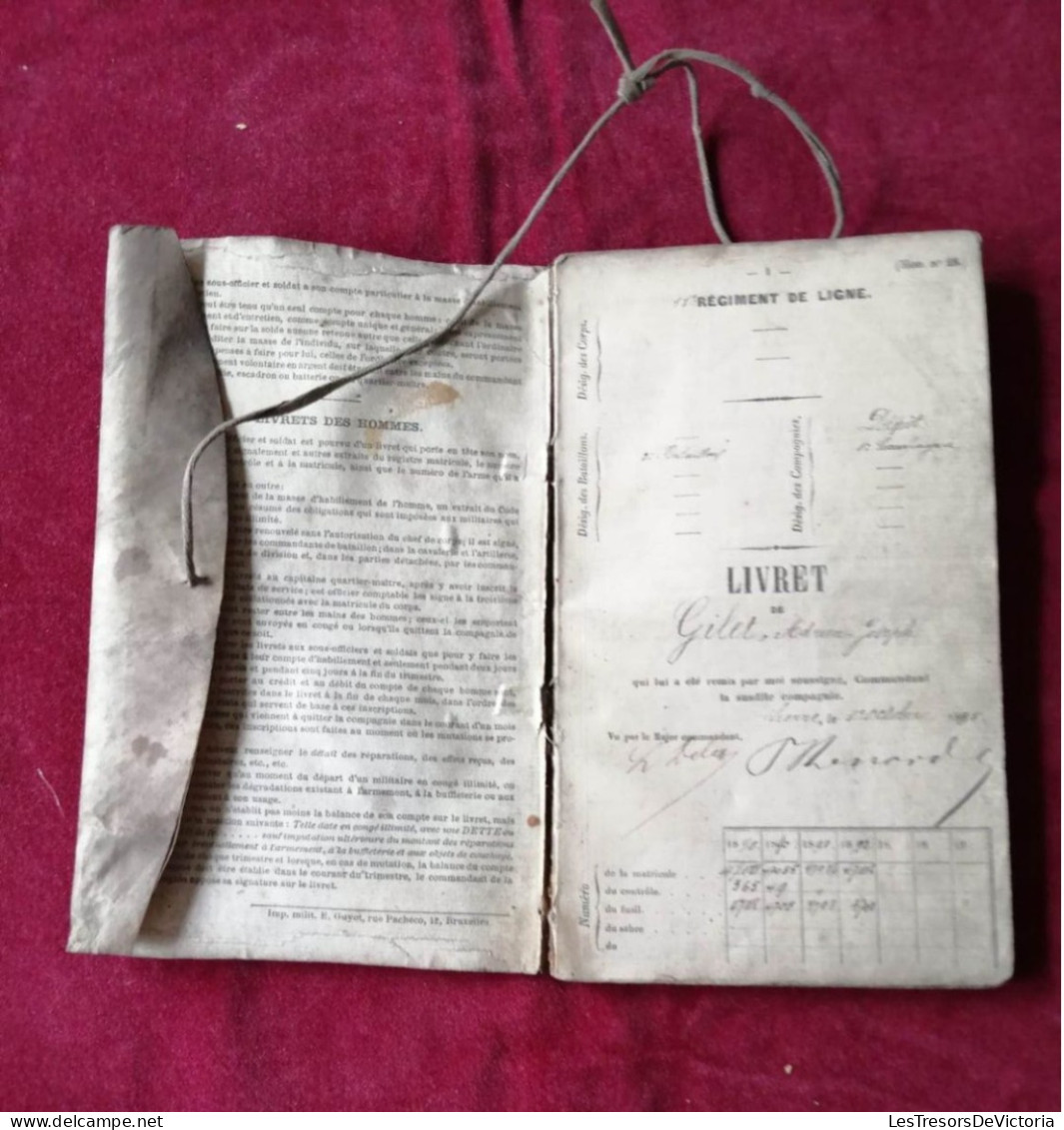 Militaria - 11e Régiment De Ligne - Livret De Gilet Adrien Joseph - 1890 - 1892 - Documents