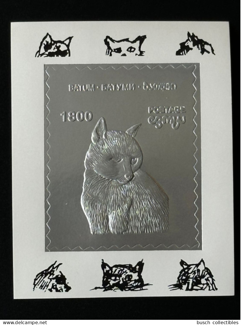 Batum Georgie Georgia Private Issue S/S Souvenir Sheet Block Bloc Katze Cat Chat (II) Animal Tier Silver Argent Silber - Georgië