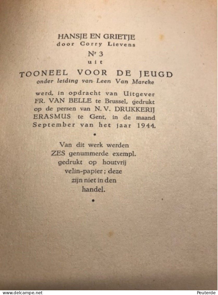 Hans En Grietje Door Corry Lievens 1944 - Théâtre