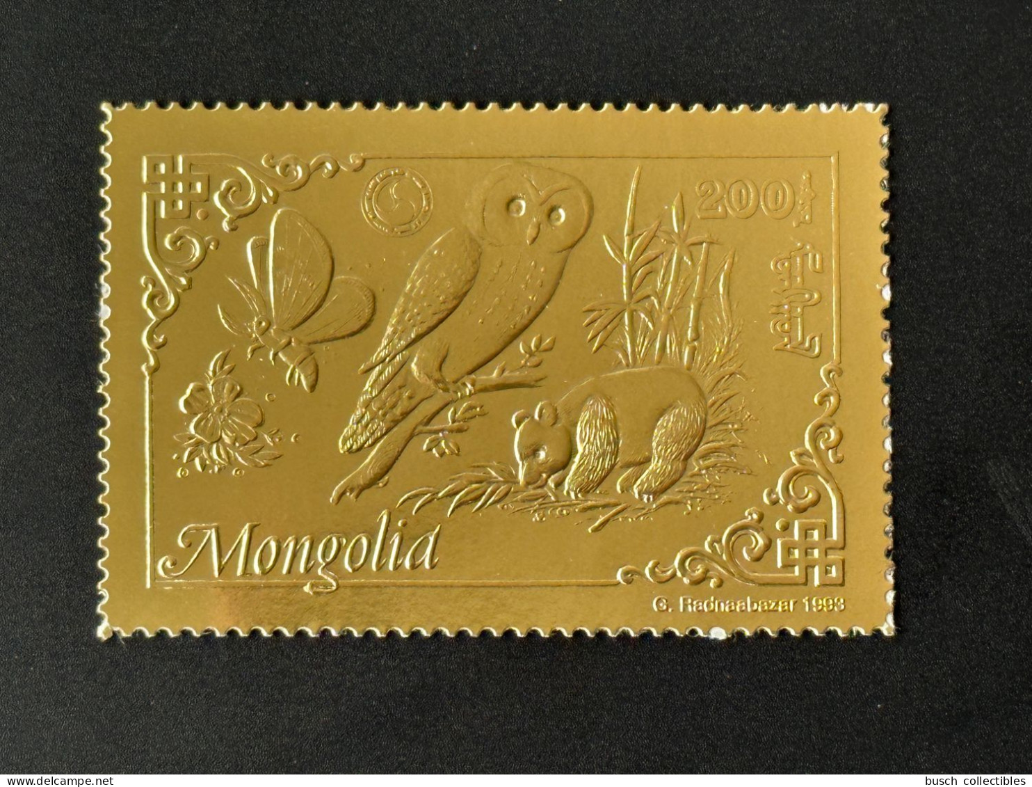 Mongolie Mongolia 1993 Mi. 2475 A Or Gold Rotary Lions Butterfly Owl Eule Panda Papillon Schmetterling Chouette - Orsi